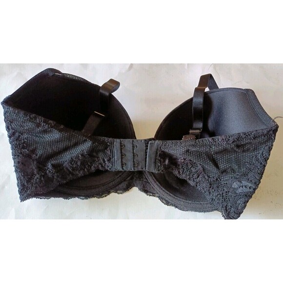 NATORI Lightly Lined Bra Size 32G Black Luxe Lace Contour Plunge Mesh 730023 - Picture 3 of 8